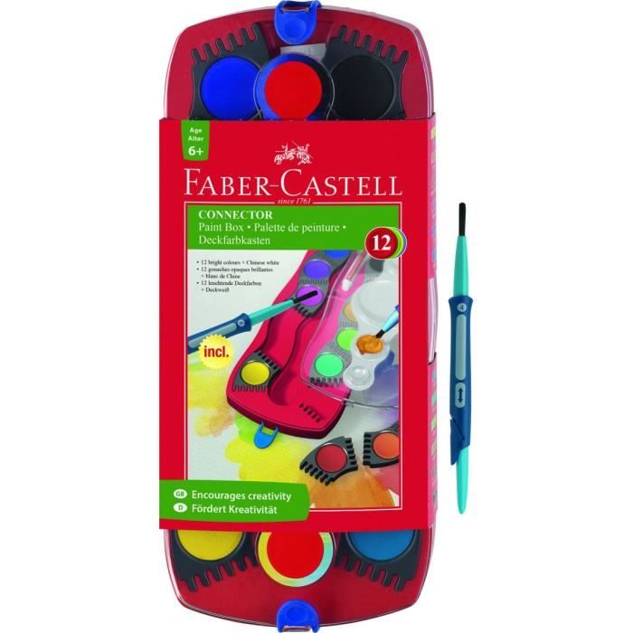 FABER CASTELL Palette Connector de 12 couleurs Pinceau Coloris assortis