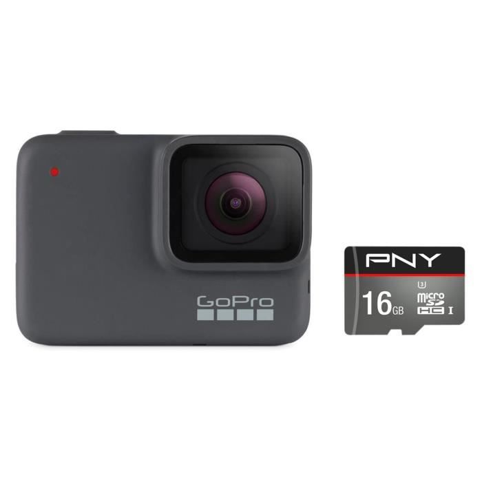 GOPRO HERO7 SILVER Action Cam + Micro SD PNY Turbo 16 Go