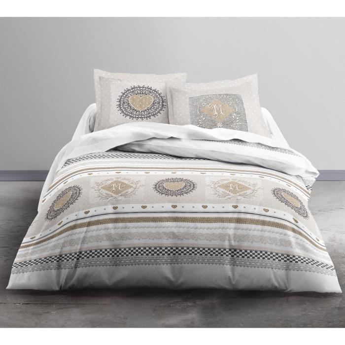 TODAY Parure de couette Enjoy Lovely - 1 housse de couette et 2 taies d'oreiller - 100% coton - 220 x 240 cm
