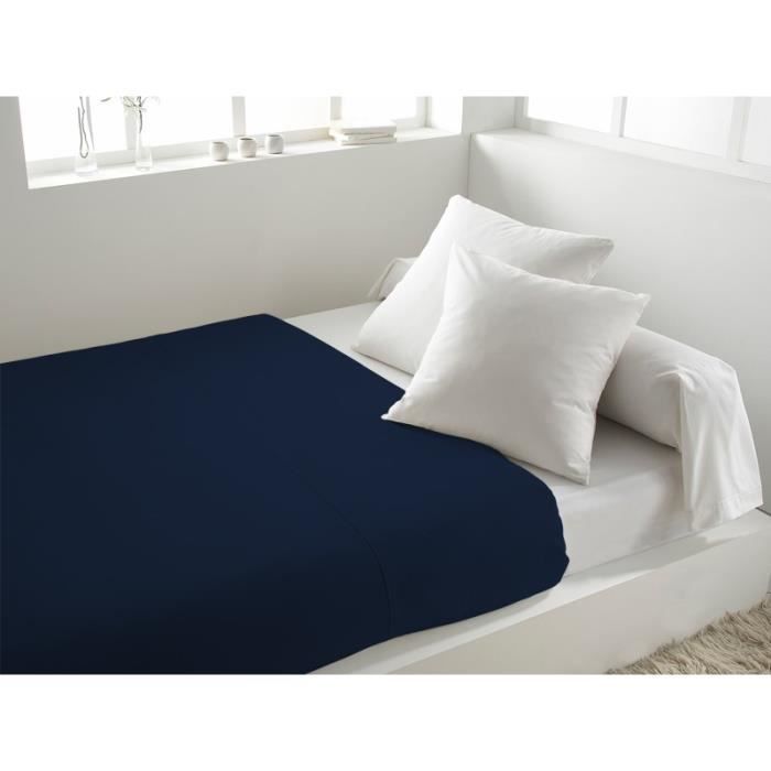 SOLEIL d'OCRE Drap plat 100% Coton 260x300cm Marine