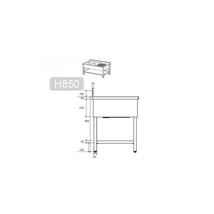 Plonge inox 100cm Table de plonge professionnelle2
