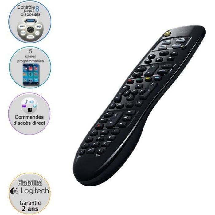 Logitech Télécommande universelle TV Harmony 350 - 8 en 1 - Commandes directes des activités - 5 préréglages de chaînes