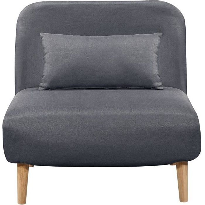 BEDZ Banquette BZ 1 place - Tissu gris anthracite - Style scandinave - L 85 x P 90 cm