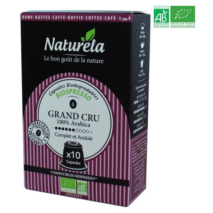 10 capsules Naturella Biospresso Compatibles Nespresso ® Le Grand Cru n° 6 Bio
