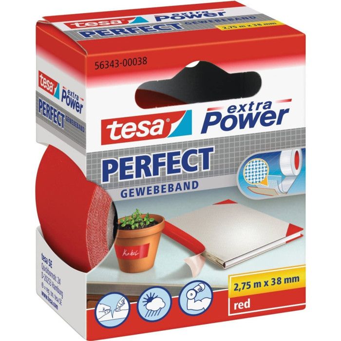 TESA Ruban de reparation Toile Super resistant 275m x 38mm Rouge