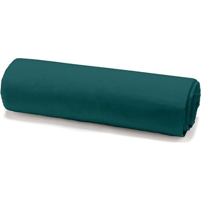TODAY Drap housse 100% coton - 160 x 200 cm - Vert émeraude