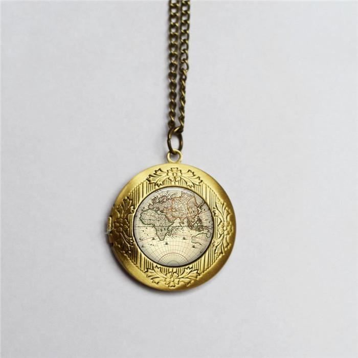 Collier personnalisé forme en carte du monde - argenté ...