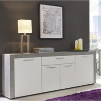 BUFFET - BAHUT CREEK Buffet contemporain - Gris béton et blanc ma BUFFET - BAHUT CREEK Buffet contemporain - Gris béton et blanc ma