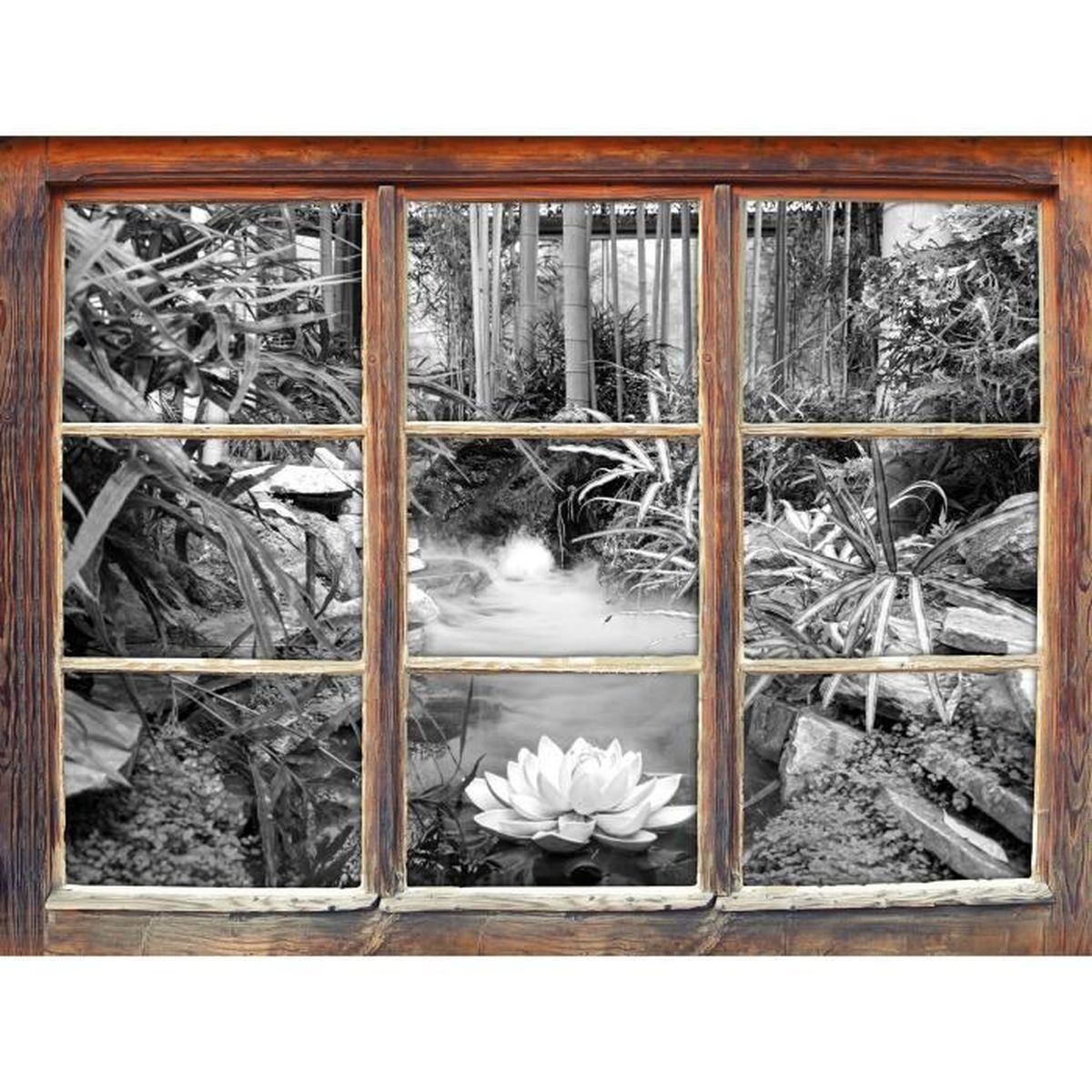 Zen Garden Japan Art B W Fenêtre En 3D Look Mur Ou Format Zen Garden Japan Art B W Fenêtre En 3D Look Mur Ou Format