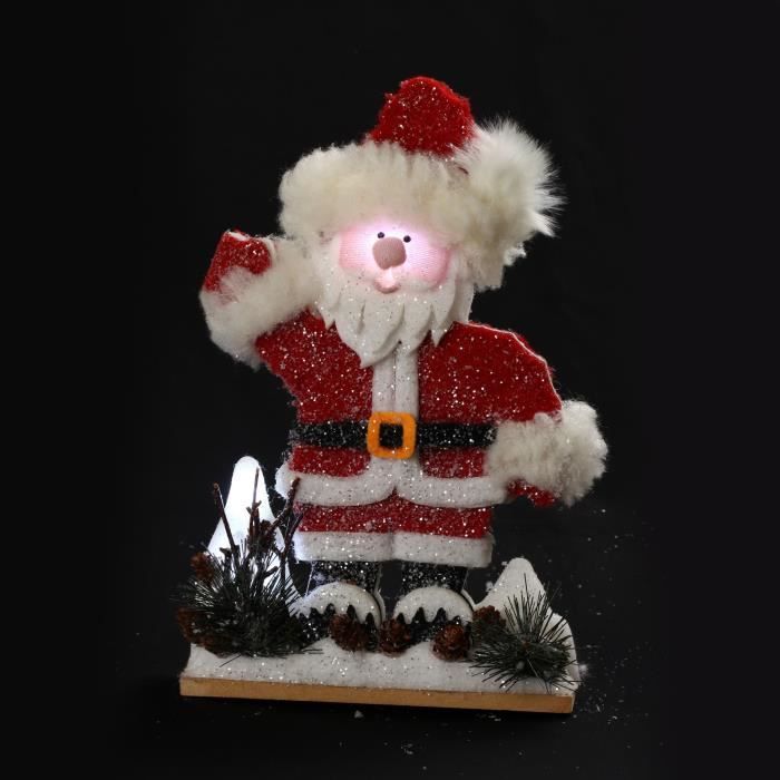Personnage de Noël Père Noël à poser lumineux 30cm - Piles