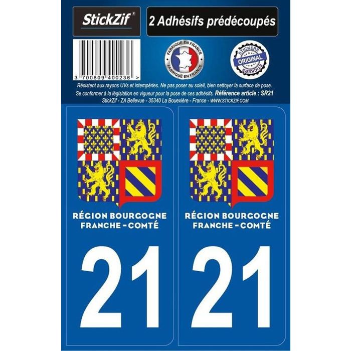 STICKZIF 2 Autocollants Région Département 21 SR21