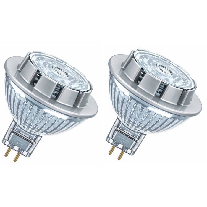 OSRAM Lot de 2 Ampoules spot LED MR16 GU5,3 7,8 W équivalent à 50 W blanc chaud dimmable