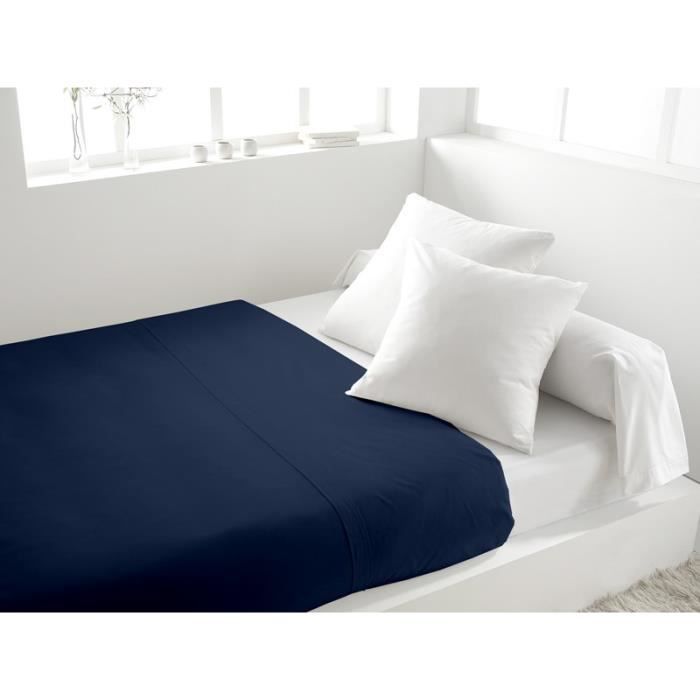 SOLEIL d'OCRE Drap plat 100% Coton 240x290cm Marine