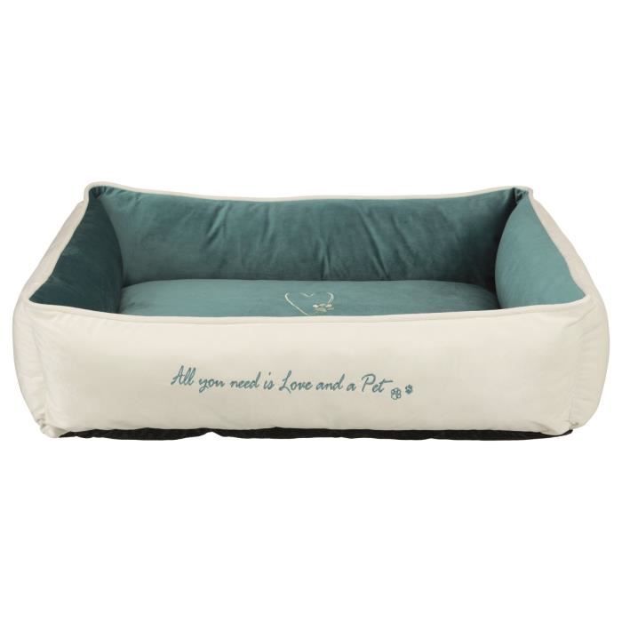 TRIXIE Lit Pet's Home - 80 x 60 cm - Beige crème et bleu pétrole - Pour chien