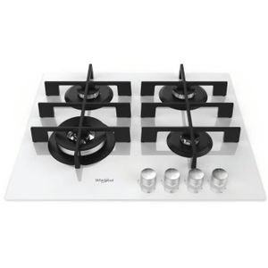 PLAQUE GAZ Whirlpool - table verre gaz 59cm 4 foyers blanc - 