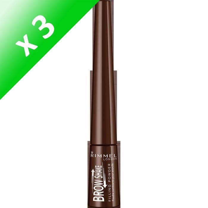 RIMMEL Brow Shake - Poudre à sourcils - Marron Foncé 003 (Lot de 3)