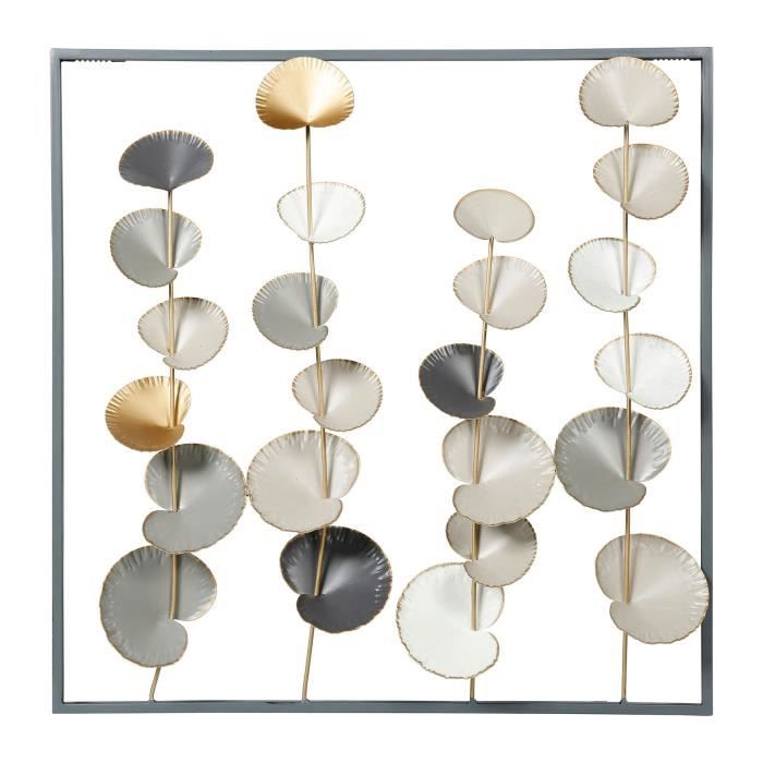 Décoration murale en métal Nymphéas - Multicolore - 50 x 6 x 50 cm