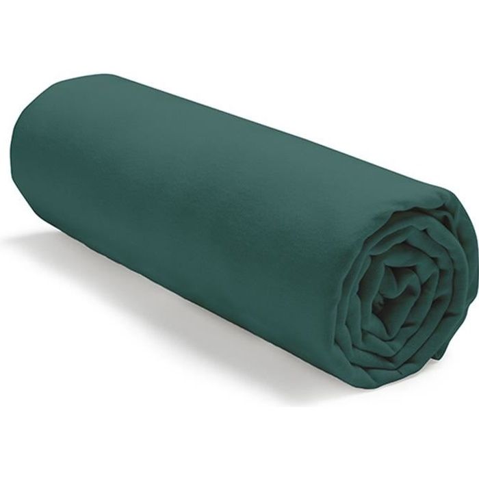 TODAY Drap housse jersey 100% coton - 90x190 cm - Vert émeraude