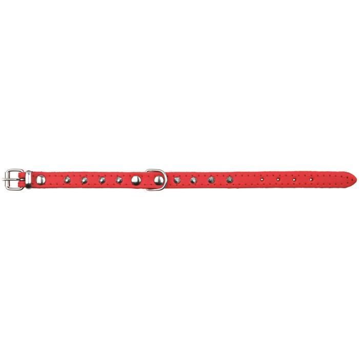 TRIXIE Basic collier avec rivets - S : 30-35cm / 14mm - Rouge - Pour chien
