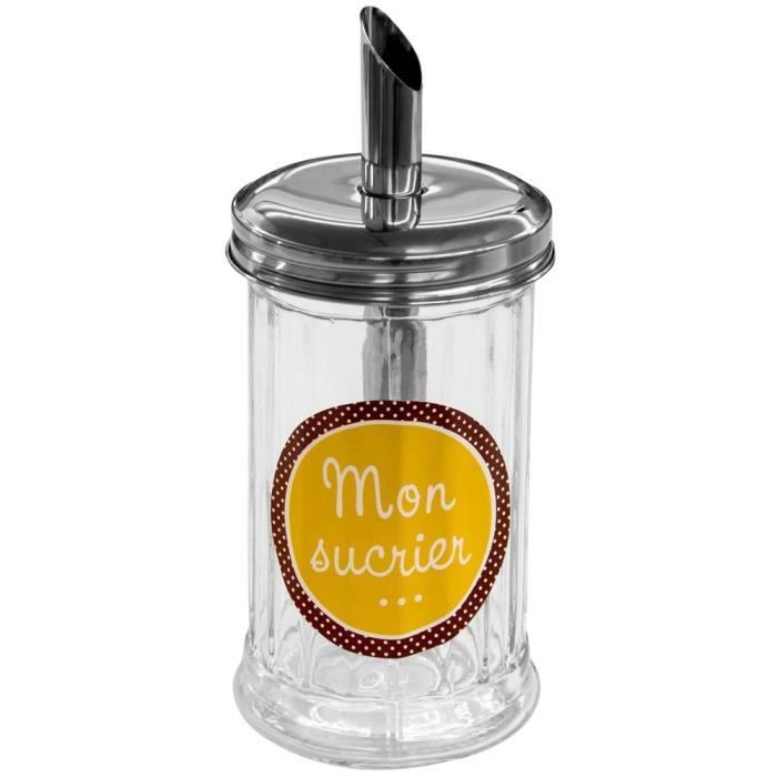 Accessoire Bar Restaurant Sucrier Doseur 100ml Transparent - Distributeur Sucre Avec Buse Inox - Pour Café, Restaurant Rangement Sucre Ou épices