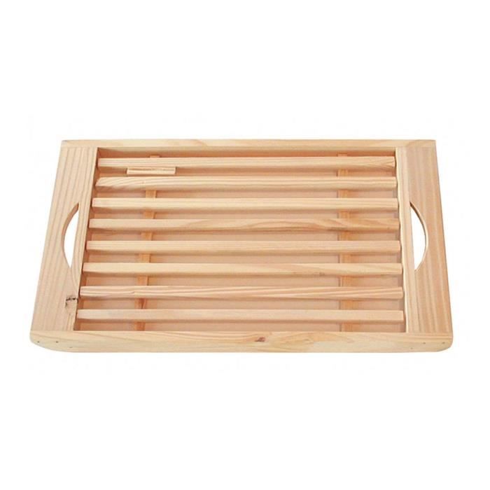 FRANDIS Planche pain + ramasse-miettes en bois pin 39,5x20x3cm marron