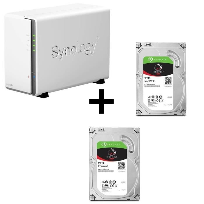 Pack Synology Serveur NAS Diskstation DS216se DS216se + 2 Disques Durs Seagate NAS HDD Iron Wolf 2To 3,5\