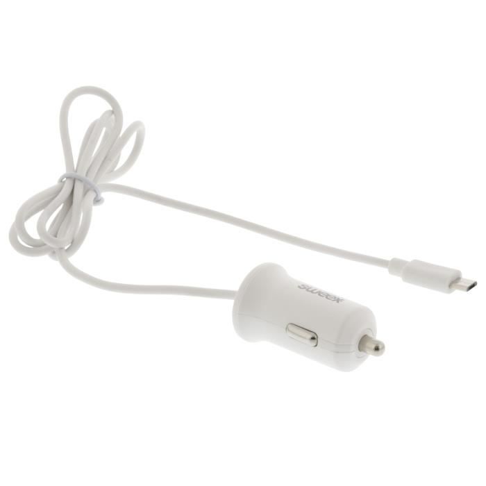 SWEEX Chargeur allume-cigare Micro USB - 2,4 A - Blanc