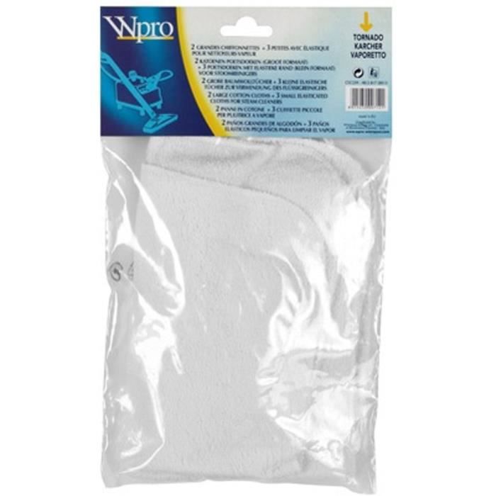 WPRO CSC239 Carrés vapeur élastiques 15x15cm (x3) + 29x39,5cm (x2)