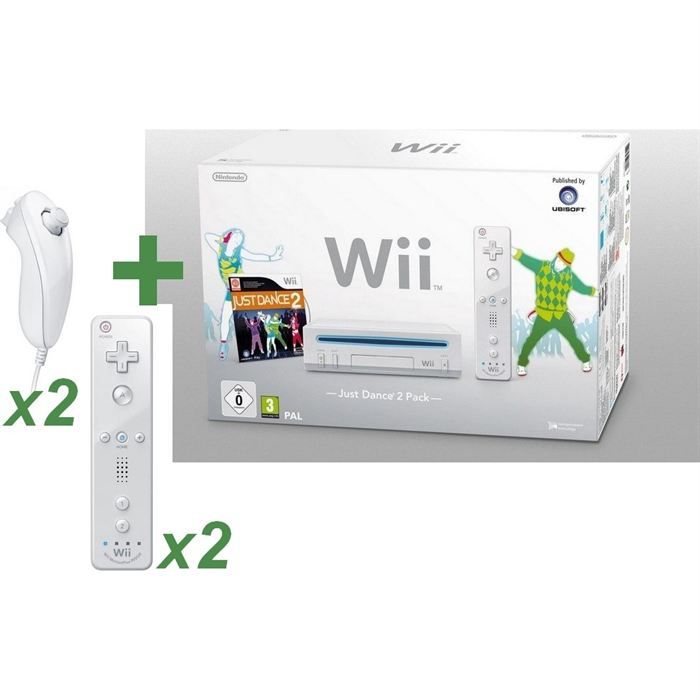 Wii BLANCHE+ JUST DANCE 2+ 2 NUNCHUCKS+ 2 MANETTES   Achat / Vente WII