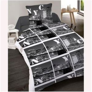 CotonFLOR New York Housse de Couette Coton Azur 140 x 200 cm