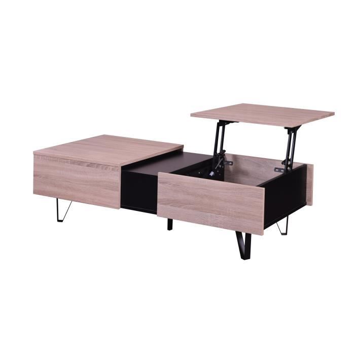 Chêne Décor L 120 Et X Ursa Noir Contemporain Style Table Kzoxipu Basse 0wnOP8Xk