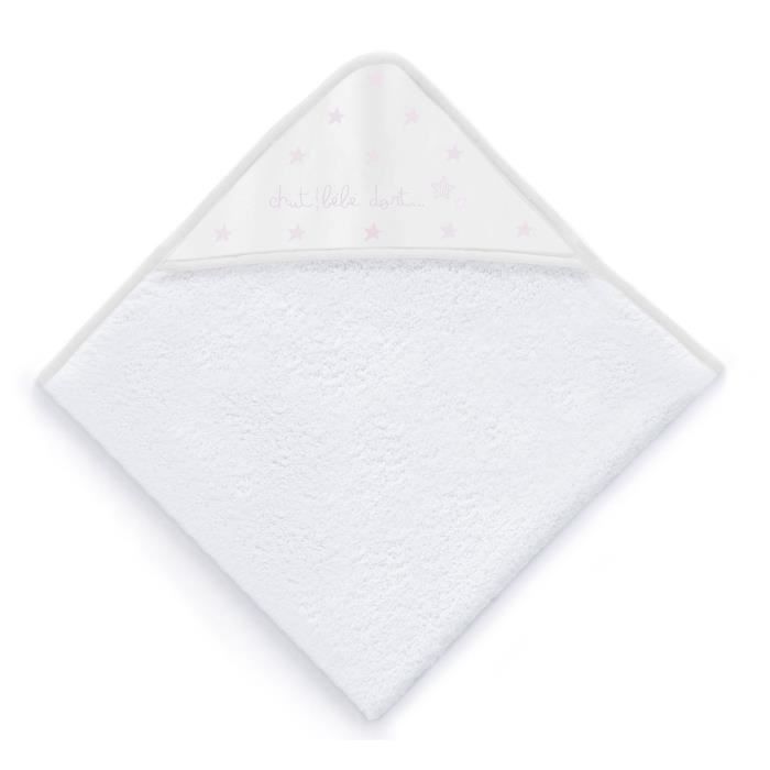 ABSORBA Sortie de bain Chut bébé dort - 100% coton - 100 x 100 cm - Rose