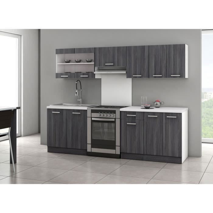 ULTRA Cuisine complète L 2m40 - Décor chêne gris mat
