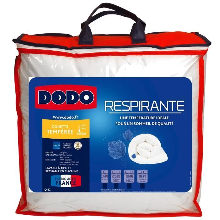 DODO Couette tempérée 300g/m² COOL'IN 240x260 cm blanc