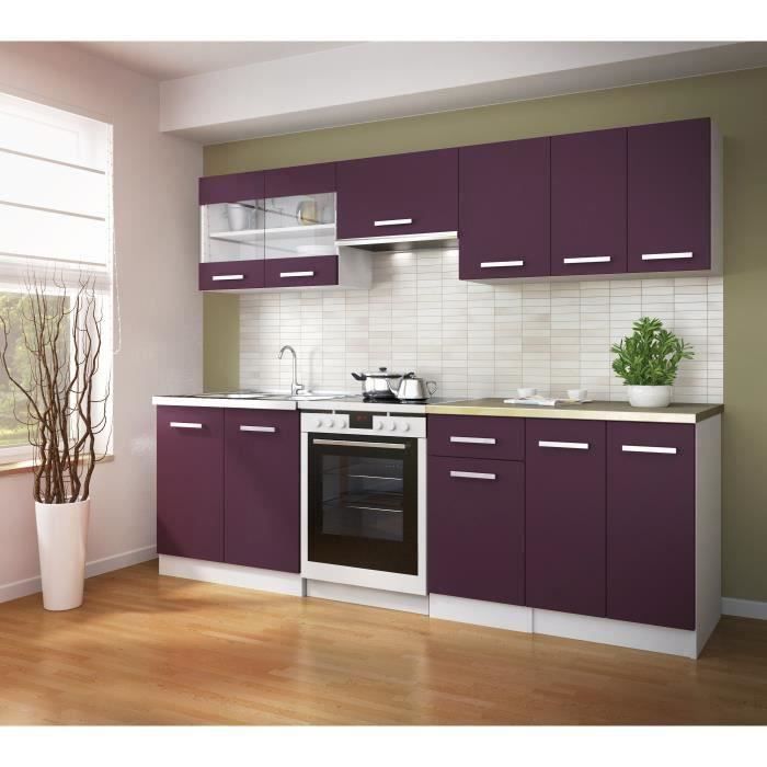 ULTRA Cuisine complète avec plan de travail L 2m40 - Aubergine mat