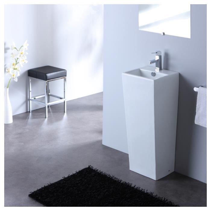 Lave mains sur pied à poser carré blanc moderne Achat