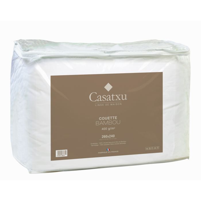 CASATXU Couette Bambou 240 x 260 cm   Coloris  Blanc   Type de fibre