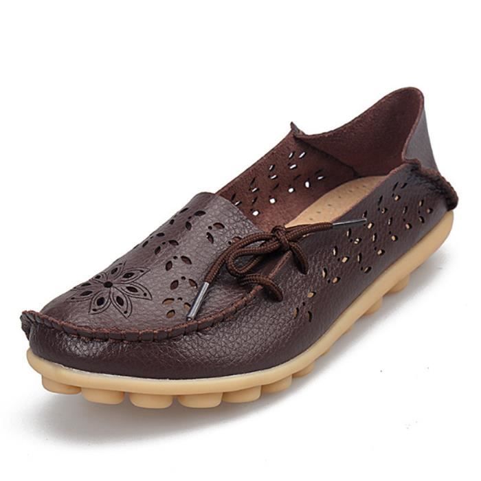 Mocassin Plat Chaussure Classique Ete Marron Femmes Printemps xz086noir34 blanc Bbj Mode 1wBZf1r6qx
