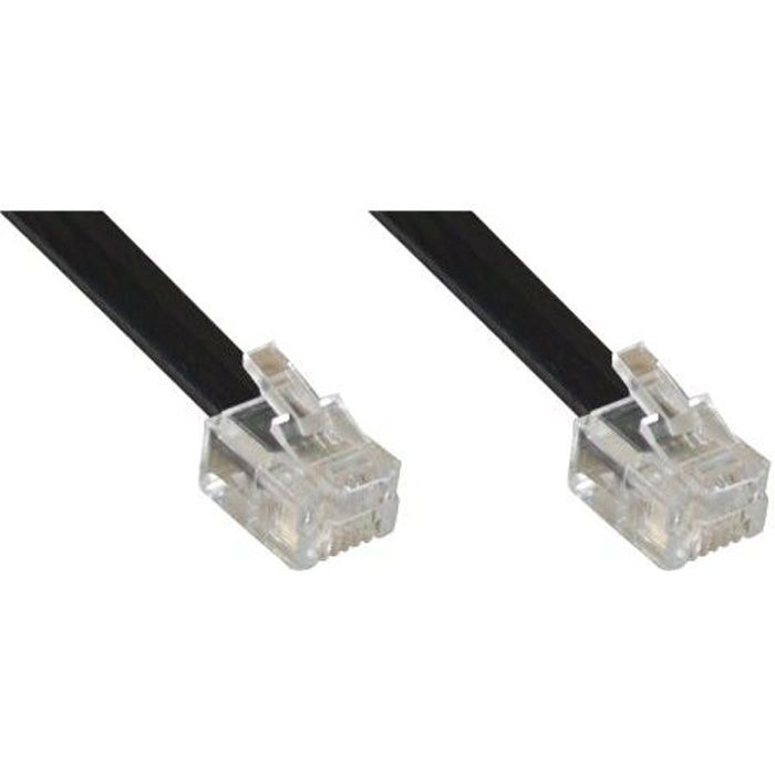 Câble Téléphone InLine 5m Noir - RJ12 Mâle Vers RJ12 Femelle - Rallonge Pour Téléphone Fixe