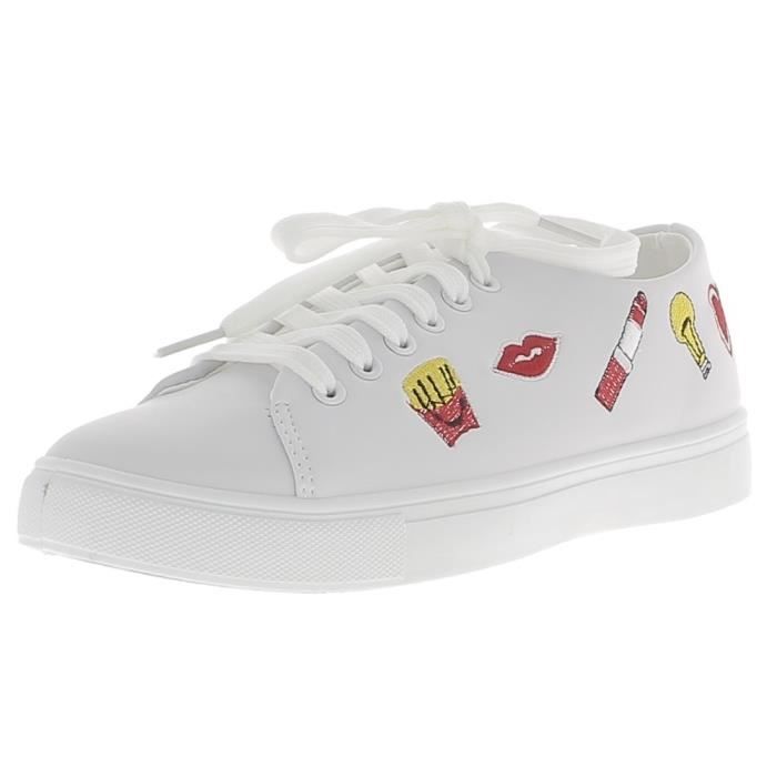 Blanches Blanche blanc Femme Ville Pointure Avec Motifs Couleur Semelle Baskets 4 Brods Et EFq6Sxw