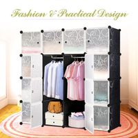 PENDERIE SOUPLE iKayaa Armoire modulable Garde-robe 4 étages 16 co PENDERIE SOUPLE iKayaa Armoire modulable Garde-robe 4 étages 16 co