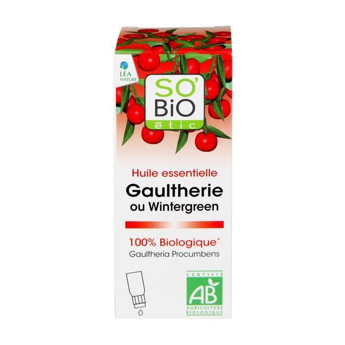 SOBIO Huile essentielle gaultherie Bio 10 ml En cuisine et massage