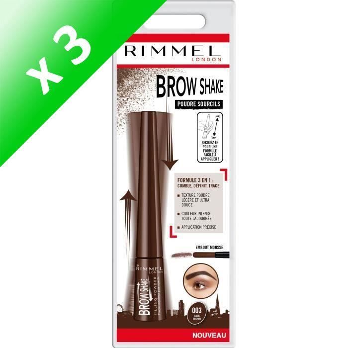 RIMMEL Brow This Way Kit pour Redéssiner les Sourcils - Foncé (Lot de 3)