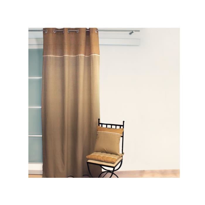 SOLEIL D'OCRE Rideau à Œillets Jute 140x240 cm - 100% coton - Taupe