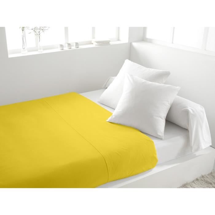 SOLEIL d'OCRE Drap plat 100% Coton 240x290cm Jaune