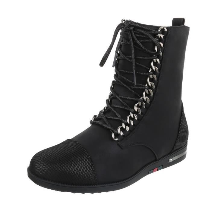 Chaussures femme bottine lacet Bottes noir 41