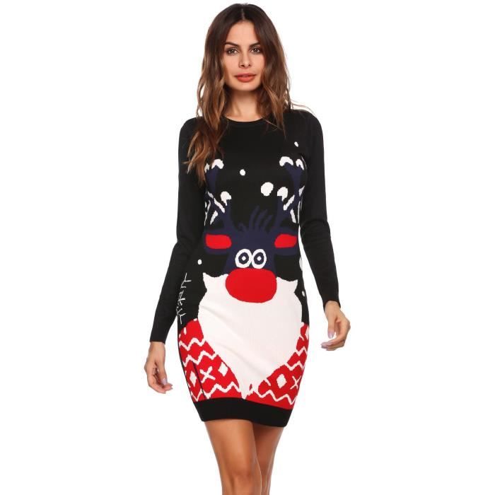 Robe femme à manches longues Noël O,cou crayon sexy