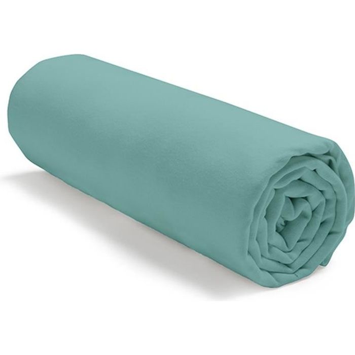 TODAY Drap housse jersey 100% coton - 90x190 cm - Vert diabolo menthe