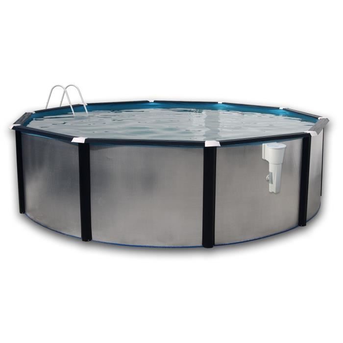 SILVER LUNA NOIRE Piscine en acier circulaire 460X120