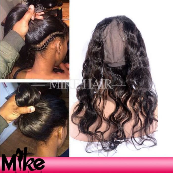 Nouveau Produit 1pièces Cheveux Bresilien Vierge Body Wave Perruque Cheveux Humain Naturel Bonnet Perruque 360 Lace Frontal 10 Po.